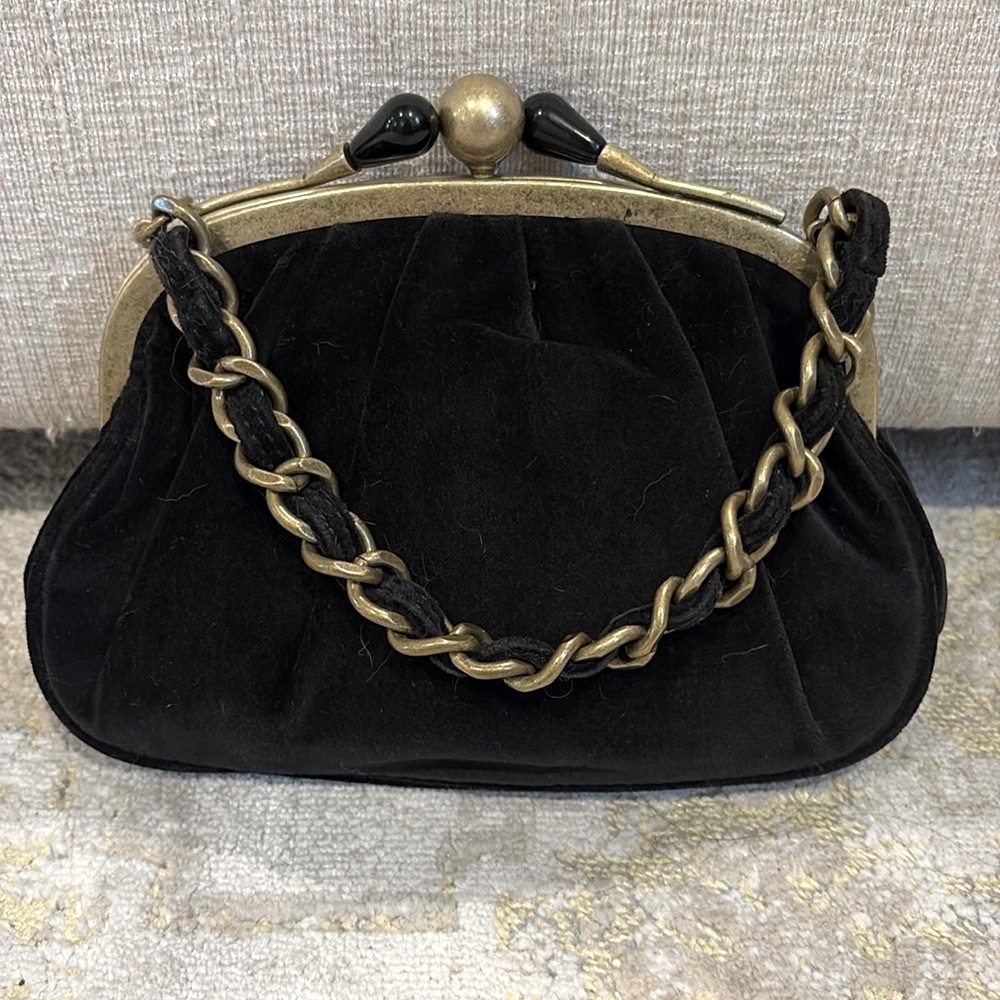J.Crew black velvet clutch